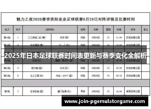 2025年日本足球联赛时间表更新与赛季变化全解析