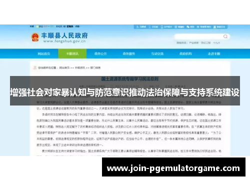 增强社会对家暴认知与防范意识推动法治保障与支持系统建设