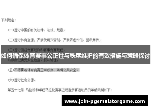 如何确保体育赛事公正性与秩序维护的有效措施与策略探讨